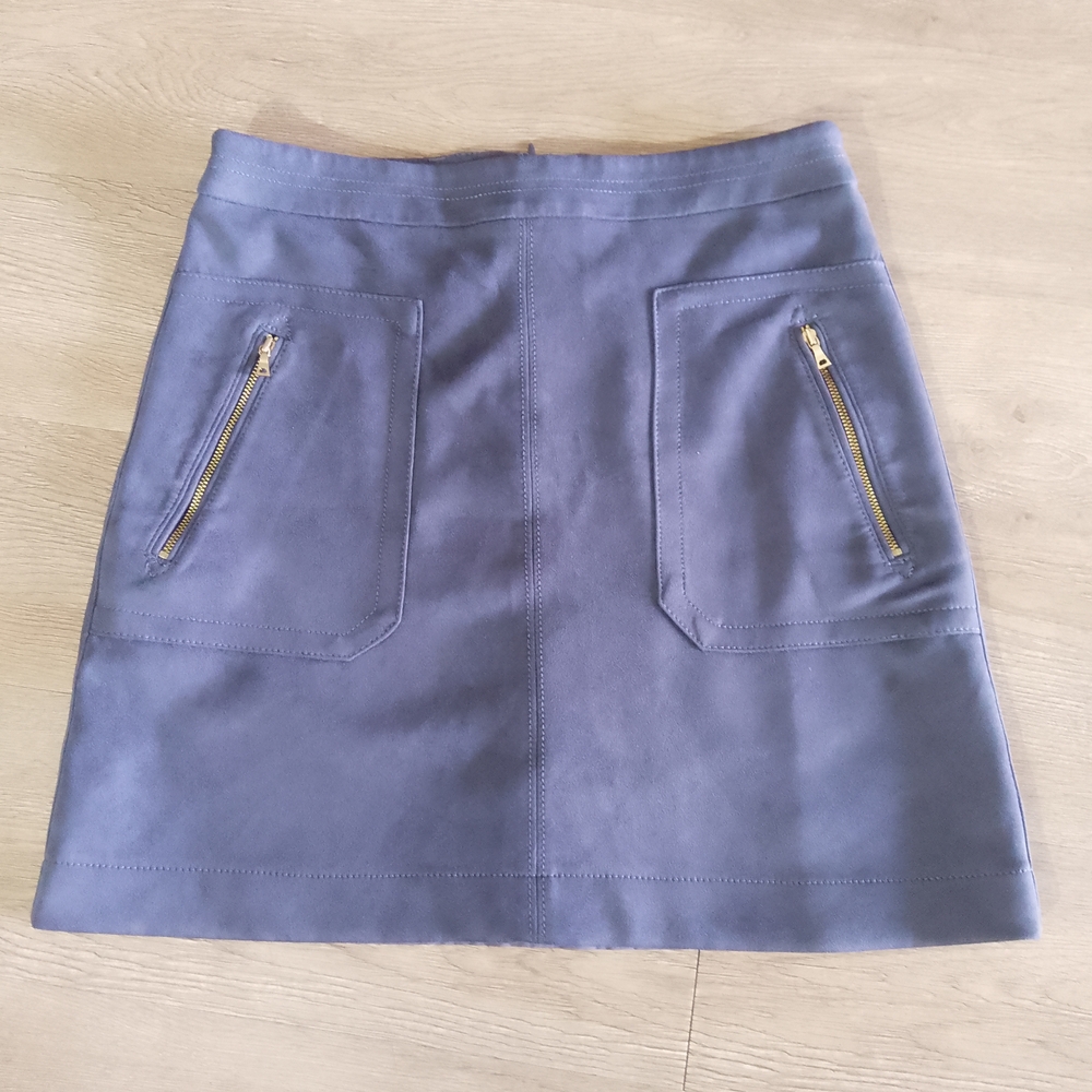 LOFT Blue Mini Skirt with Zipper Pockets